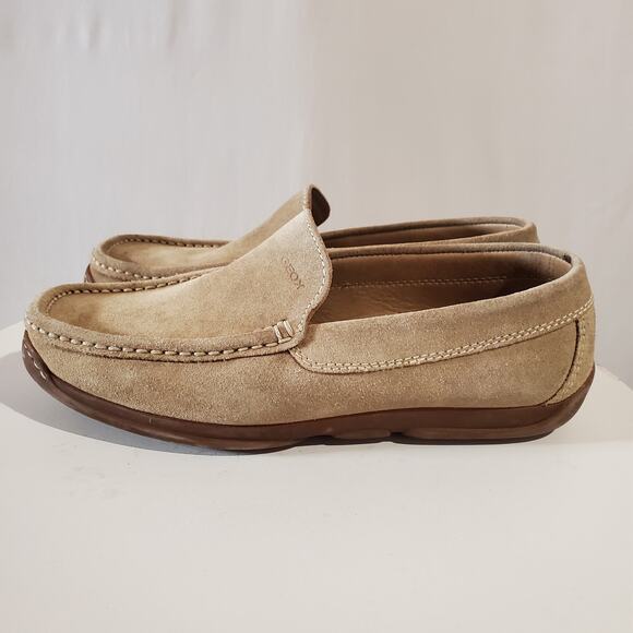Geox Suede Leather Tan Driving Loafers Mens Size 41 US 8 Slip On Comfort Shoes - Picture 2 of 12